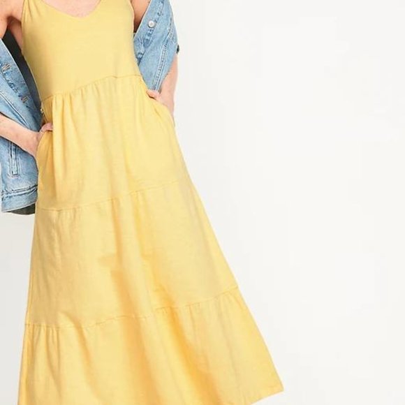 Old Navy Tiered Slub-Knit Midi Cami Swing Dress for Women New - Picture 4 of 6